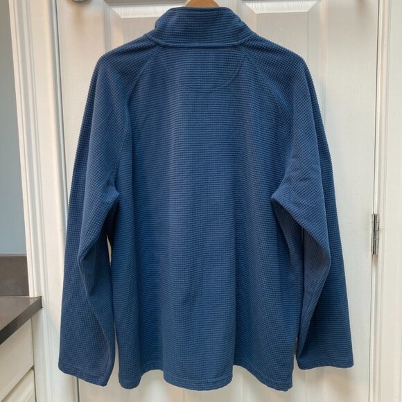 L.L Bean Medium Blue Fleece Lined 1/4 Zip Waffle Knit Pullover Shacket Size XL - Picture 4 of 7